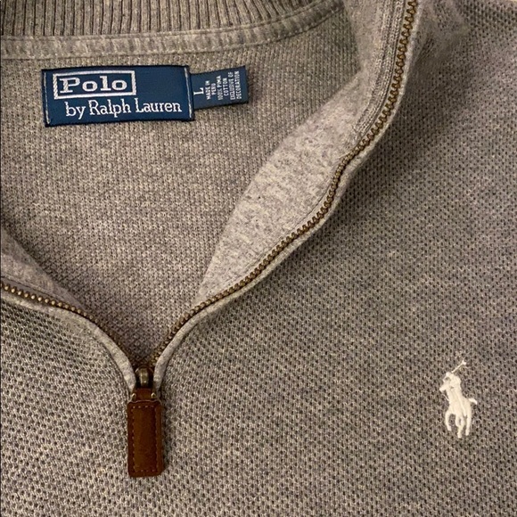 Polo sweater with suede elbow patches - Picture 3 of 4